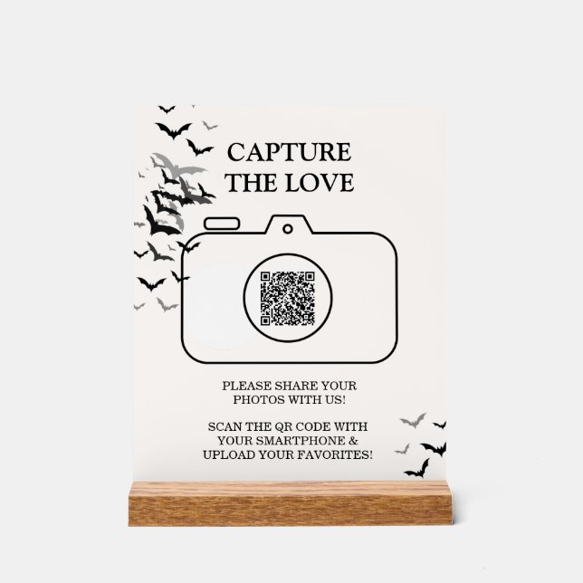 Señal Acrílica Boda Gótico De Halloween Negro Y Borgoña (Anverso)