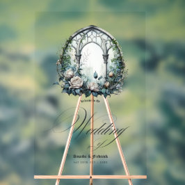 Señal Acrílica Boda gótico encantado con ventanas de castillo