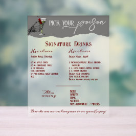 Señal Acrílica Boda gótico Firma Bebidas Rótulo bar