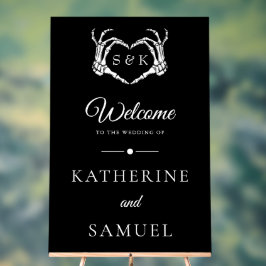 Señal Acrílica Boda Gótico Romántico Skeleton Hand Halloween