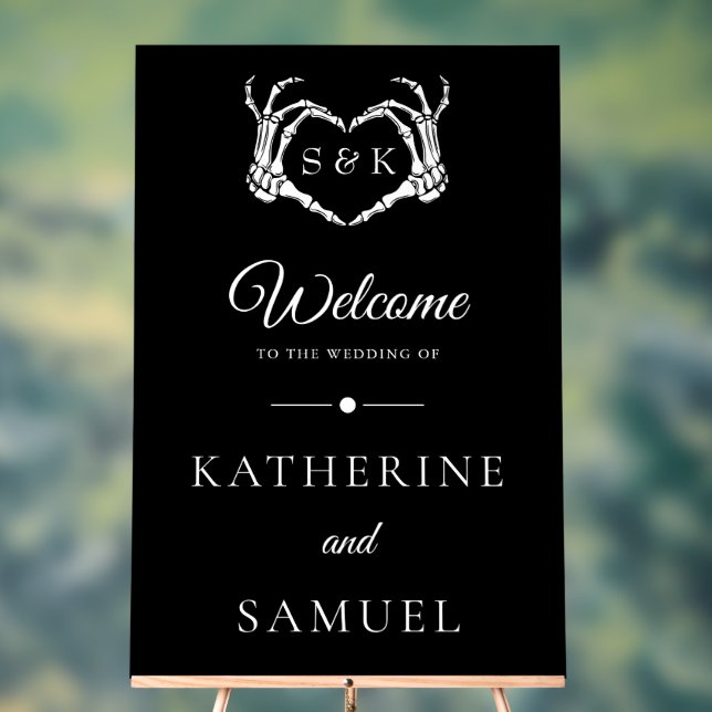 Señal Acrílica Boda Gótico Romántico Skeleton Hand Halloween (Neutral )