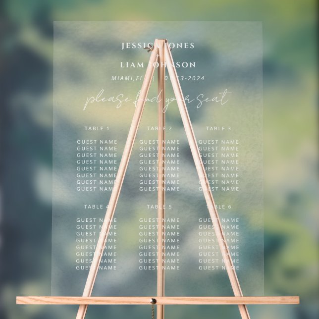 Señal Acrílica Boda Gráfica mínima de asientos Rótulo acrílico es (Neutral )