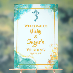 Señal Acrílica Boda hindú: Bienvenidos Rótulos acrílicos