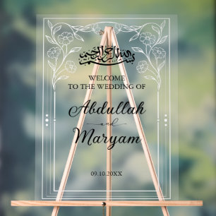 Señal Acrílica Boda islámico floral cutánea bienvenida a Frost