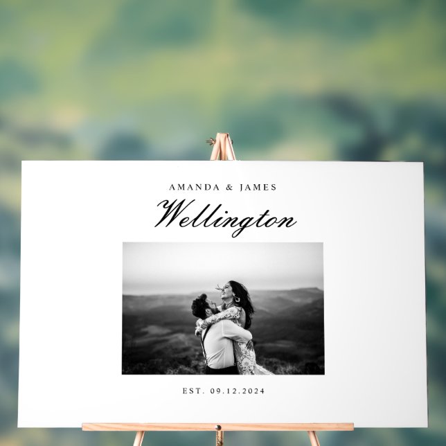 Señal Acrílica Boda Libro de Huéspedes Alternativa Elegante Foto (Neutral )