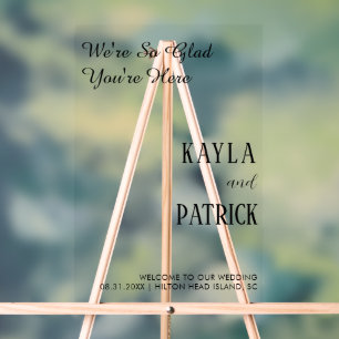 Señal Acrílica Boda minimalista da la bienvenida a la entrada de 