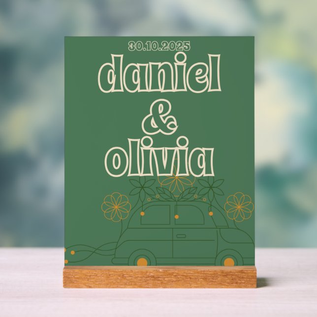 Señal Acrílica Boda mínimo de Vosvos verdes (Neutral )