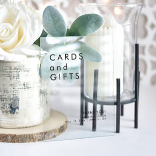 Señal Acrílica Boda Moderno De Tarjetas Minimalistas Y Regalos