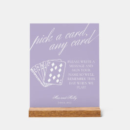Señal Acrílica Boda morado moderno jugando cartas Rótulo peatonal