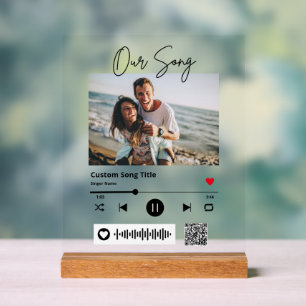 Señal Acrílica Boda Nuestra Canción Escaneable Código QR Transpar
