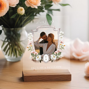 Señal Acrílica Boda occidental Boho Escudo de fotografía floral H