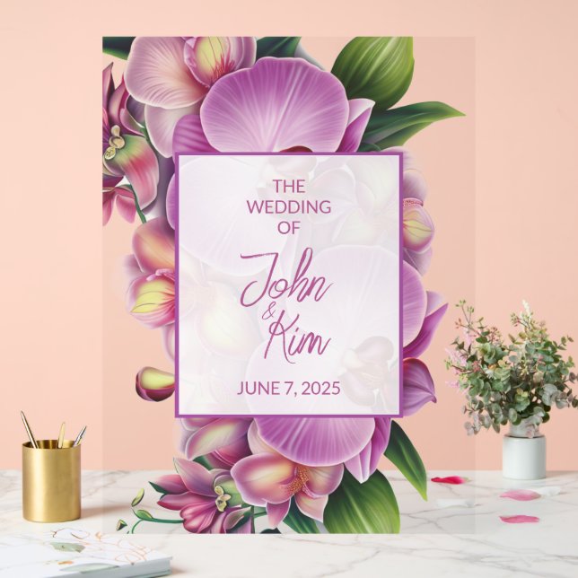Señal Acrílica Boda Orquídeas Florales (Boda)