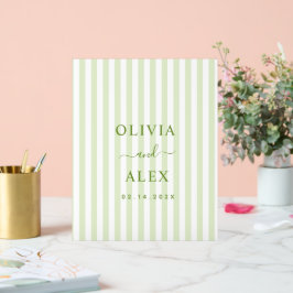 Señal Acrílica Boda Personalizada Verde con Rayas Retro
