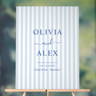 Señal Acrílica Boda personalizado francés mínimo y Moda azul