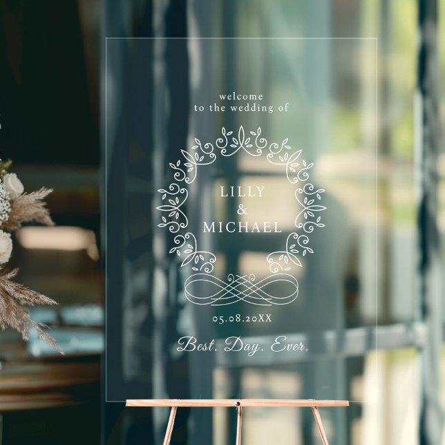 Señal Acrílica Boda Real, Elegante, "Mejor Día de la Historia" (Royal, Elegant, "Best-Day-Ever" Wedding Acrylic Sign)