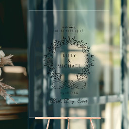 Señal Acrílica Boda Real, Elegante, "Mejor Día de la Historia"