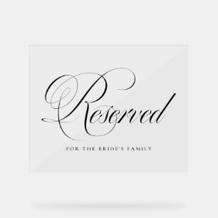 Señal Acrílica Boda reservado de guión de floración negra