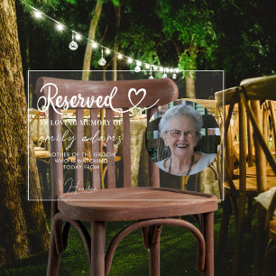 Señal Acrílica Boda reservado personalizado en memoria de asiento