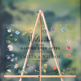 Señal Acrílica Boda romántico de flores silvestres, bienvenida a