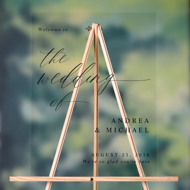 Señal Acrílica Boda romántico moderno bienvenida negro (Neutral )