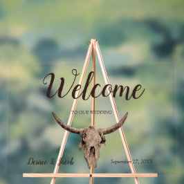 Señal Acrílica Boda Rústico Brown Bull Skull Country Western