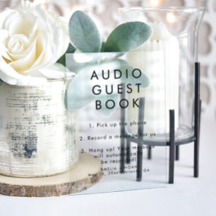 Señal Acrílica Boda simple y elegante del libro de audio
