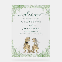 Señal Acrílica Boda temática de dinosaurios Bienvenida