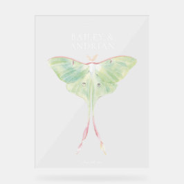 Señal Acrílica Boda Watercolor Luna Moth