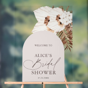 Señal Acrílica Boho Arch Bridal Shower Bienvenidos al Rótulo acrí