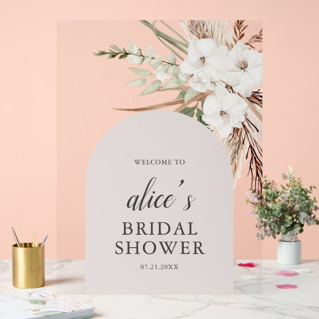 Señal Acrílica Boho Arch Bridal Shower Bienvenidos al Rótulo acrí (Boda)