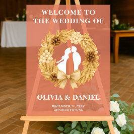 Señal Acrílica Boho Boda de Invierno Bienvenida Frosted