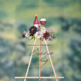 Señal Acrílica Boho Burgundy Rubor Dusty Blue Wine Bachelorette