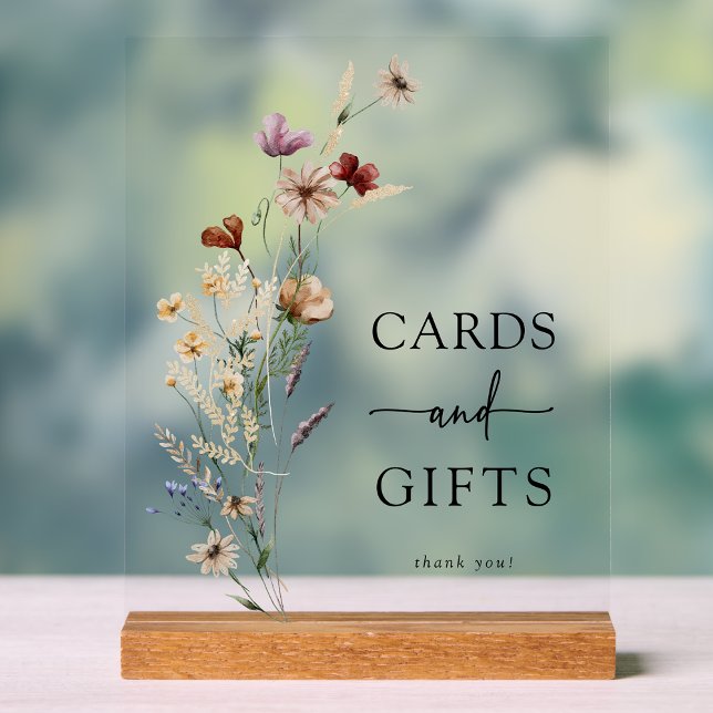 Señal Acrílica Boho Cards Wildflower Rótulo acrílico (Boho Wildflower Cards Acrylic Sign by Painted Paperie
)