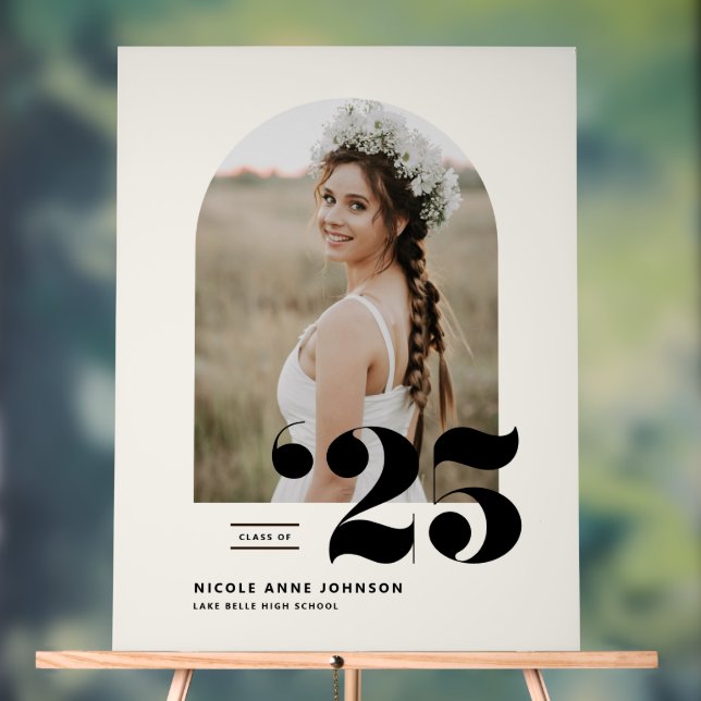 Señal Acrílica Boho Clase de 2025 Foto de Arco Graduación (Neutral )