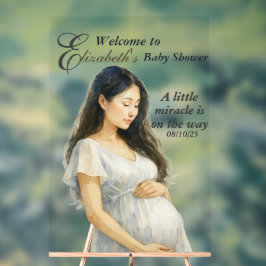 Señal Acrílica Boho Elegant Asian Pregnant Mom Baby Shower