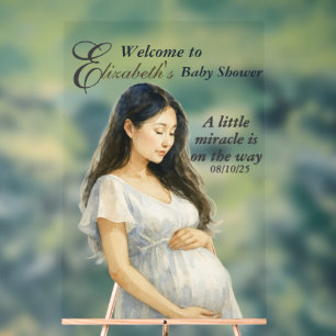 Señal Acrílica Boho Elegant Asian Pregnant Mom Baby Shower