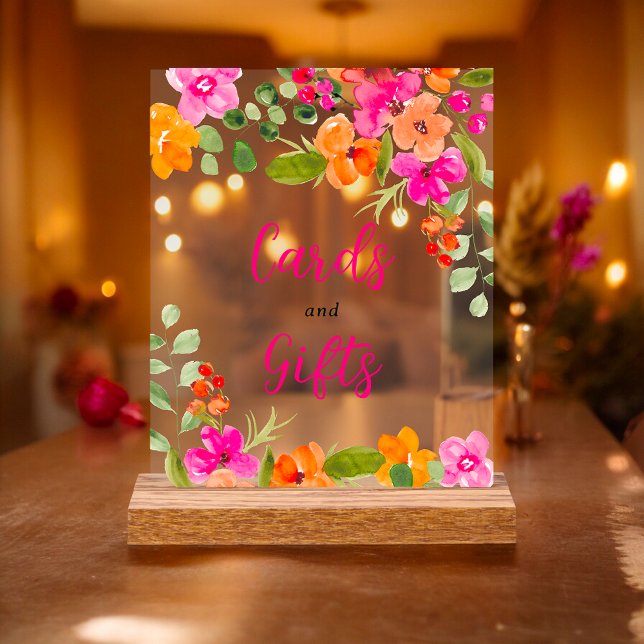 Señal Acrílica Boho fall naranja floral acuarela novia (Boho fall orange floral watercolor bridal acrylic sign)