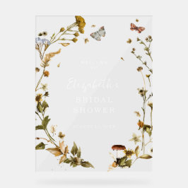 Señal Acrílica Boho Flor Silvestre | Bienvenida a la Celebración 