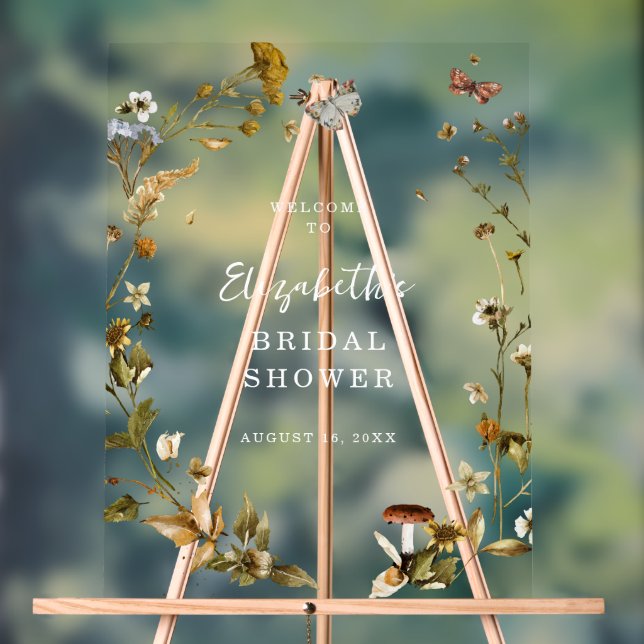 Señal Acrílica Boho Flor Silvestre | Bienvenida a la Celebración  (Neutral )