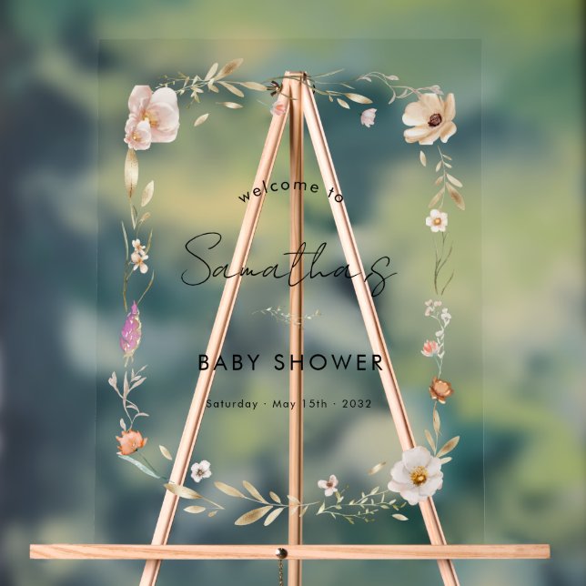 Señal Acrílica Boho Flower Baby Shower (Neutral )