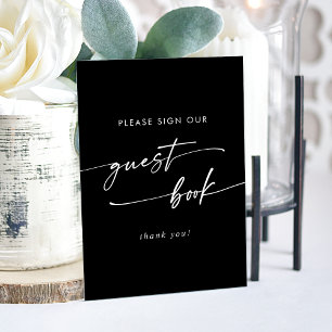 Señal Acrílica Boho Moda Boda negro moderno libro de invitados
