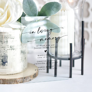 Señal Acrílica Boho Moderno Boda Acrílico Claro En La Memoria De