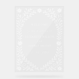 Señal Acrílica Boho Navy Floral Wedding Welcome Sign