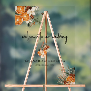 Señal Acrílica Boho otoño invierno Boda floral Rótulo acrílico