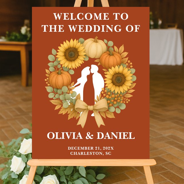 Señal Acrílica Boho Sunflower Calabaza Wreath Fall Wedding (Subido por el creador)