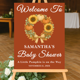 Señal Acrílica Boho Sunflower Pumpkin Wreath Fall Baby Shower