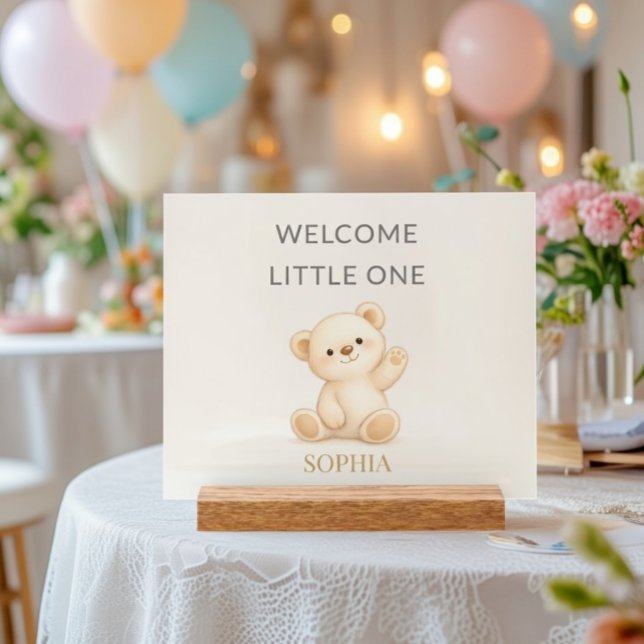 Señal Acrílica Boho Teddy Bear “Welcome Little One” Personalized (Subido por el creador)
