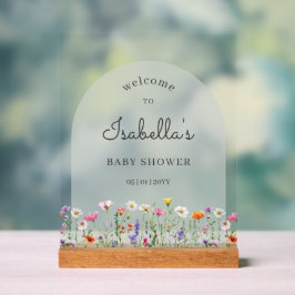 Señal Acrílica Boho Wildflower Baby Shower Welcome Sign