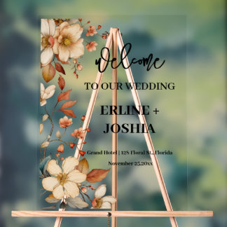 Señal Acrílica Boho Wildflower Terracotta Boda