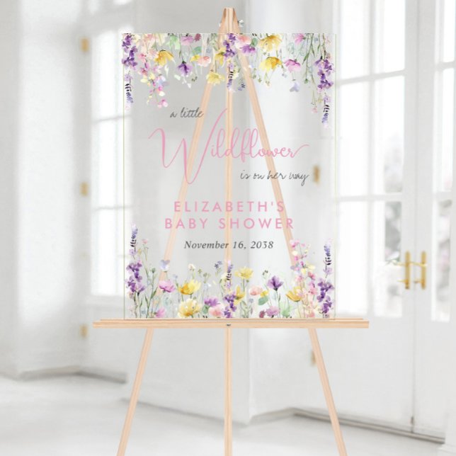 Señal Acrílica Boho Wildflower Watercolor Baby Shower Welcome (Boho Wildflower Watercolor Baby Shower Welcome Acrylic Sign)